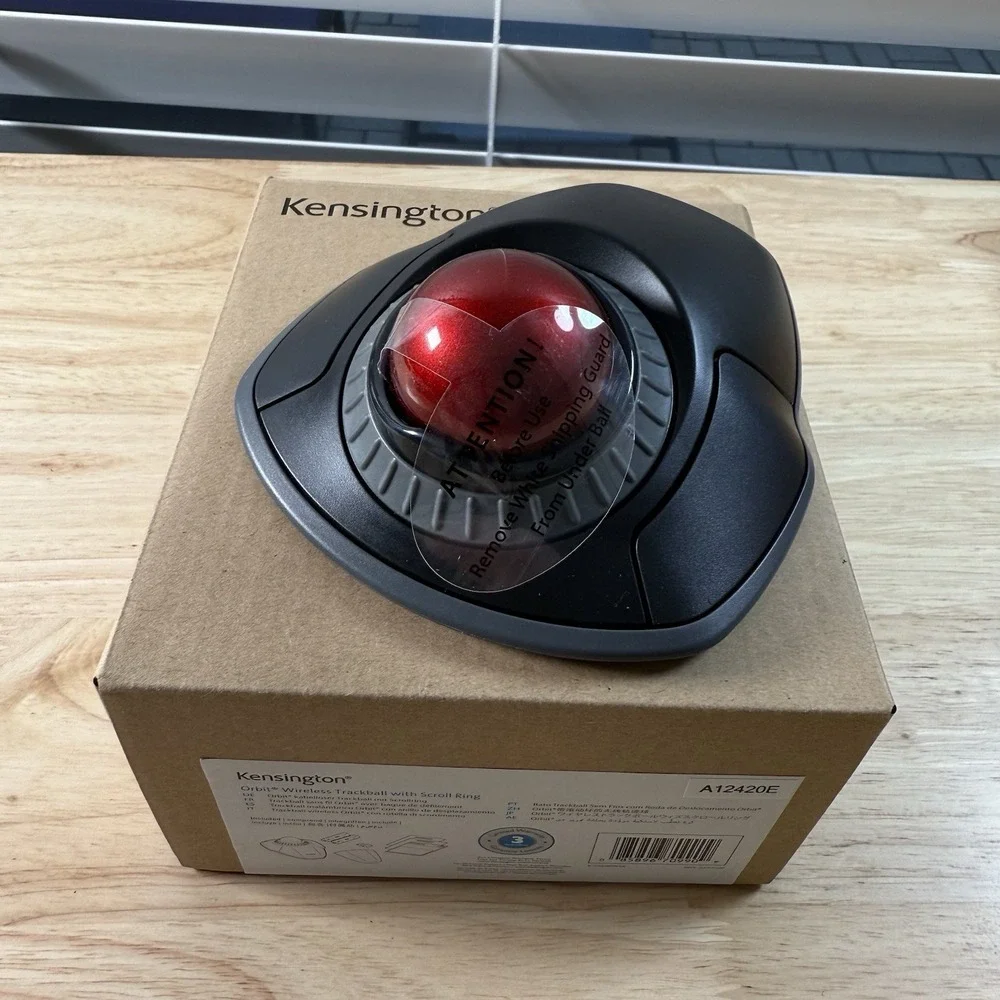 Kensington Orbit Wireless Trackball Mouse with Scroll Ring Black/Red‎ (K70990WW)